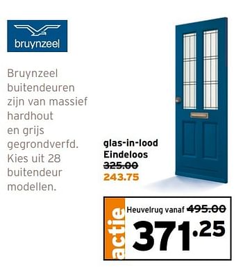 Aanbiedingen Bruynzeel buitendeuren glas-in-lood eindeloos - Bruynzeel - Geldig van 27/03/2017 tot 02/04/2017 bij Gamma