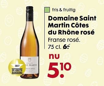 Aanbiedingen Domaine saint martin côtes du rhône rosé - Witte wijnen - Geldig van 20/03/2017 tot 17/04/2017 bij Hema