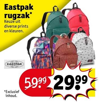 Aanbiedingen Eastpak rugzak - Eastpak - Geldig van 28/03/2017 tot 09/04/2017 bij Kruidvat