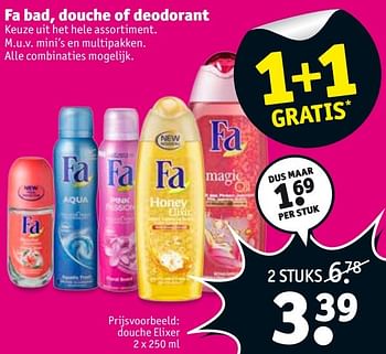 Aanbiedingen Fa bad, douche of deodorant - Fa - Geldig van 28/03/2017 tot 09/04/2017 bij Kruidvat