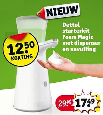 Aanbiedingen Dettol starterkit foam magic met dispenser en navulling - Dettol - Geldig van 28/03/2017 tot 09/04/2017 bij Kruidvat