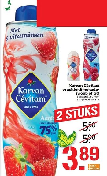 Aanbiedingen Karvan cévitam vruchtenlimonadesiroop of go - Karvan Cévitam - Geldig van 27/03/2017 tot 02/04/2017 bij Coop