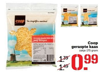 Aanbiedingen Coop geraspte kaas - Huismerk - Coop - Geldig van 27/03/2017 tot 02/04/2017 bij Coop