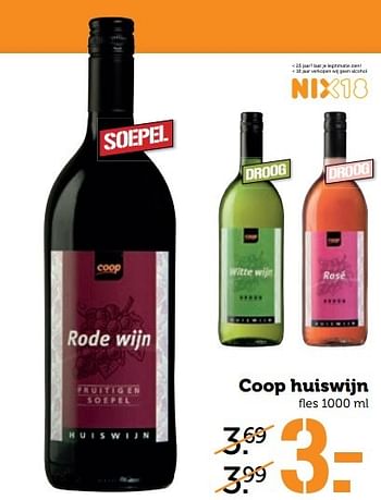 Aanbiedingen Coop huiswijn - Rode wijnen - Geldig van 27/03/2017 tot 02/04/2017 bij Coop