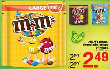 Aanbiedingen M+m`s pinda, chocolade, crispy of mixed - M&amp;M', s - Geldig van 27/03/2017 tot 02/04/2017 bij Coop