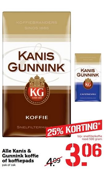 Aanbiedingen Alle kanis&gunnink koffie of koffiepads - Kanis Gunnink - Geldig van 27/03/2017 tot 02/04/2017 bij Coop