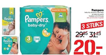 Aanbiedingen Pampers baby dry, active fi t, new baby en baby dry pants - Pampers - Geldig van 27/03/2017 tot 02/04/2017 bij Coop