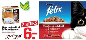 Aanbiedingen Gourmet gold of felix kattenvoer - Purina - Geldig van 27/03/2017 tot 02/04/2017 bij Coop