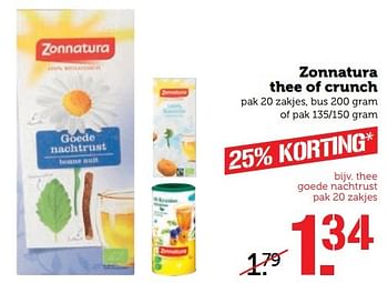 Aanbiedingen Zonnatura thee of crunch - Zonnatura - Geldig van 27/03/2017 tot 02/04/2017 bij Coop