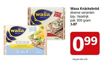 Aanbiedingen Wasa knäckebröd - Wasa - Geldig van 27/03/2017 tot 02/04/2017 bij Jan Linders