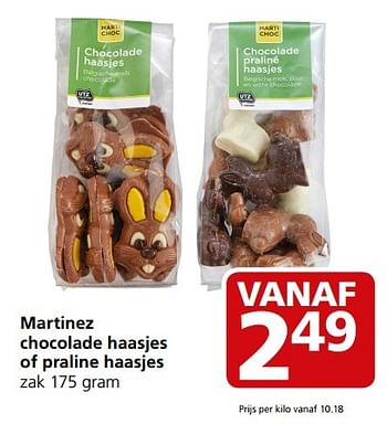 Aanbiedingen Martinez chocolade haasjes of praline haasjes - Huismerk - Jan Linders - Geldig van 27/03/2017 tot 02/04/2017 bij Jan Linders