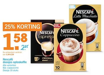 Aanbiedingen Nescafé doosjes oploskoffie - Nescafe - Geldig van 27/03/2017 tot 02/04/2017 bij Albert Heijn