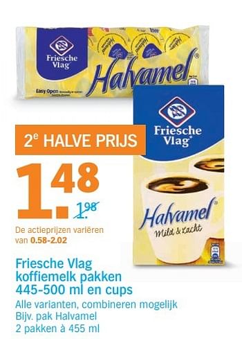 Aanbiedingen Friesche vlag koffiemelk pakken en cups - Friesche Vlag - Geldig van 27/03/2017 tot 02/04/2017 bij Albert Heijn