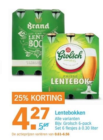 Aanbiedingen Lentebokken - Grolsch - Geldig van 27/03/2017 tot 02/04/2017 bij Albert Heijn