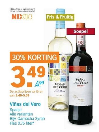 Aanbiedingen Viñas del vero - Rode wijnen - Geldig van 27/03/2017 tot 02/04/2017 bij Albert Heijn
