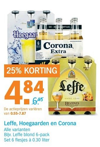 Aanbiedingen Leffe, hoegaarden en corona - Huismerk - Albert Heijn - Geldig van 27/03/2017 tot 02/04/2017 bij Albert Heijn