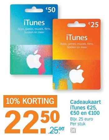Aanbiedingen Cadeaukaart itunes - Apple - Geldig van 27/03/2017 tot 02/04/2017 bij Albert Heijn
