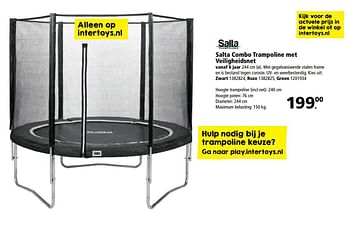 Aanbiedingen Salta combo trampoline met veiligheidsnet - Salta - Geldig van 20/03/2017 tot 02/04/2017 bij Intertoys