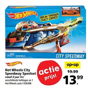 Aanbiedingen Hot wheels city speedway speelset - Hot Wheels - Geldig van 20/03/2017 tot 02/04/2017 bij Intertoys