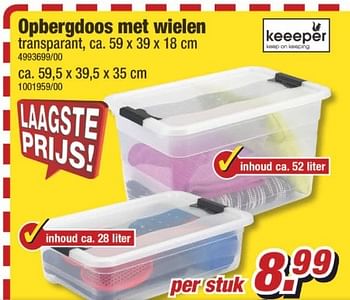 Aanbiedingen Opbergdoos met wielen - Keeeper - Geldig van 27/03/2017 tot 02/04/2017 bij Poco