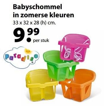 Aanbiedingen Babyschommel in zomerse kleuren - Paradiso - Geldig van 27/03/2017 tot 20/04/2017 bij Multi Bazar