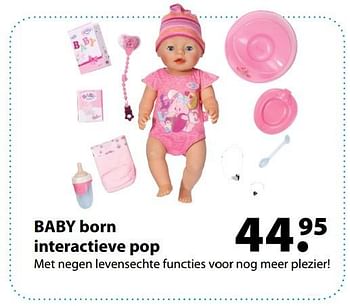 Aanbiedingen Baby born interactieve pop - Baby Born - Geldig van 27/03/2017 tot 20/04/2017 bij Multi Bazar