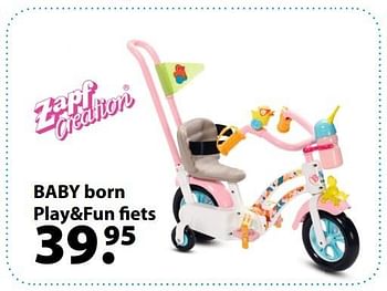 Aanbiedingen Baby born play+fun fiets - Baby Born - Geldig van 27/03/2017 tot 20/04/2017 bij Multi Bazar
