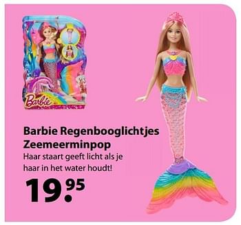 Aanbiedingen Barbie regenbooglichtjes zeemeerminpop - Mattel - Geldig van 27/03/2017 tot 20/04/2017 bij Multi Bazar