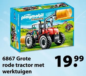 Aanbiedingen Grote rode tractor met werktuigen - Playmobil - Geldig van 27/03/2017 tot 20/04/2017 bij Multi Bazar