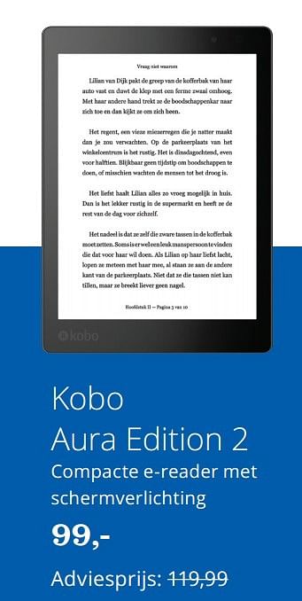 Aanbiedingen Kobo aura edition 2 compacte e-reader met schermverlichting - Kobo - Geldig van 27/03/2017 tot 05/04/2017 bij Bol