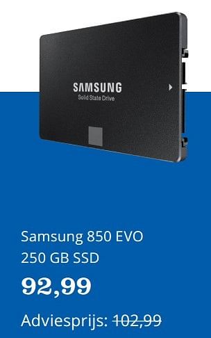Aanbiedingen Samsung 850 evo 250 gb ssd - Samsung - Geldig van 27/03/2017 tot 05/04/2017 bij Bol