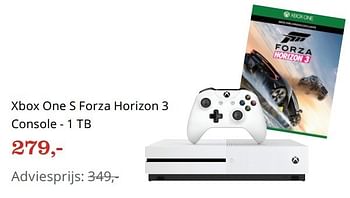 Aanbiedingen Xbox one s forza horizon 3 console - 1 tb - Microsoft - Geldig van 27/03/2017 tot 05/04/2017 bij Bol