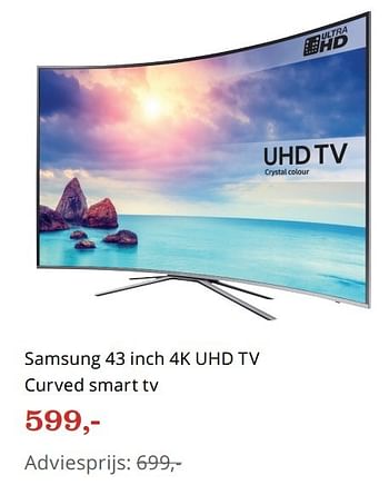 Aanbiedingen Samsung 43 inch 4k uhd tv curved smart tv - Samsung - Geldig van 27/03/2017 tot 05/04/2017 bij Bol