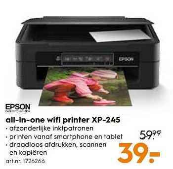 Aanbiedingen Epson all-in-one wifi printer xp-245 - Epson - Geldig van 25/03/2017 tot 05/04/2017 bij Blokker
