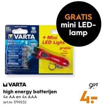 Aanbiedingen High energy batterijen - Varta - Geldig van 25/03/2017 tot 05/04/2017 bij Blokker