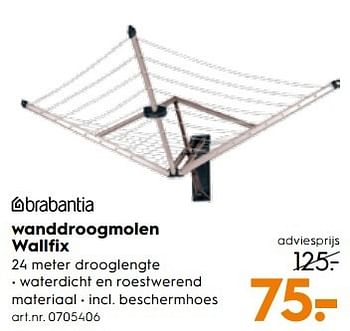 Aanbiedingen Wanddroogmolen wallfix - Brabantia - Geldig van 25/03/2017 tot 05/04/2017 bij Blokker