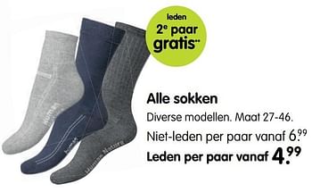 Aanbiedingen Alle sokken diverse modellen - Huismerk - ANWB - Geldig van 27/03/2017 tot 09/04/2017 bij ANWB
