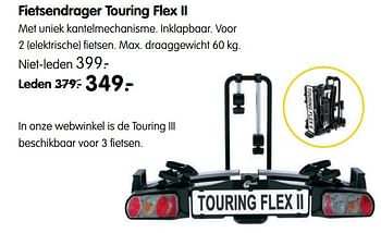 Aanbiedingen Fietsendrager touring flex ii - Flex - Geldig van 27/03/2017 tot 09/04/2017 bij ANWB