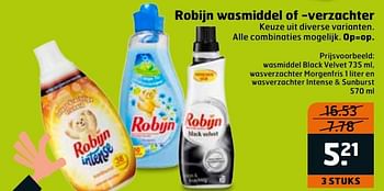 Aanbiedingen Robijn wasmiddel of -verzachter keuze uit diverse varianten - Robijn - Geldig van 28/03/2017 tot 09/04/2017 bij Trekpleister