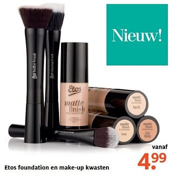 Aanbiedingen Etos foundation en make-up kwasten - Huismerk - Etos - Geldig van 27/03/2017 tot 09/04/2017 bij Etos