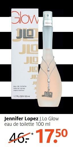 Aanbiedingen Jennifer lopez j.lo glow eau de toilette 100 ml - Jennifer Lopez - Geldig van 27/03/2017 tot 09/04/2017 bij Etos