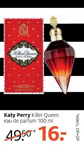 Aanbiedingen Katy perry killer queen eau de parfum 100 ml - Katy Perry - Geldig van 27/03/2017 tot 09/04/2017 bij Etos