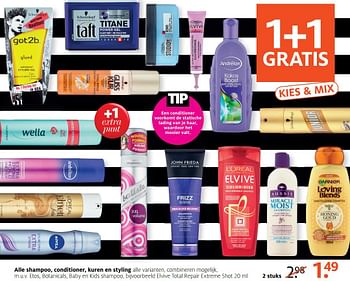 Aanbiedingen Alle shampoo elvive total repair extreme shot - L'Oreal Paris - Geldig van 27/03/2017 tot 09/04/2017 bij Etos