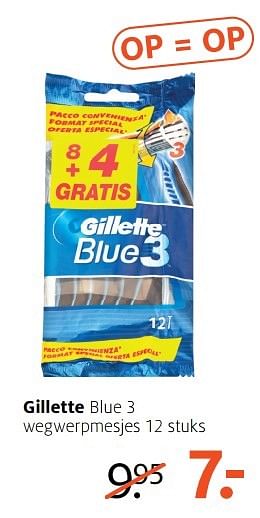 Aanbiedingen Gillette blue 3 wegwerpmesjes - Gillette - Geldig van 27/03/2017 tot 09/04/2017 bij Etos