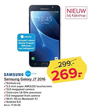 Aanbiedingen Samsung galaxy j7 2016 - Samsung - Geldig van 27/03/2017 tot 09/04/2017 bij Kijkshop