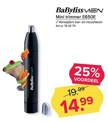 Aanbiedingen Babyliss mini trimmer e650e - Babyliss - Geldig van 27/03/2017 tot 09/04/2017 bij Kijkshop