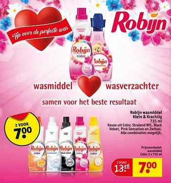 Aanbiedingen Robijn wasmiddel klein + krachtig - Robijn - Geldig van 28/03/2017 tot 09/04/2017 bij Kruidvat