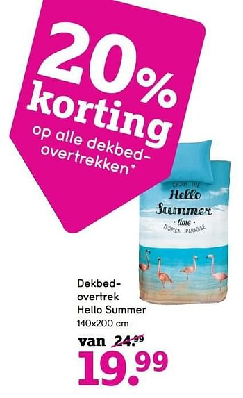 Aanbiedingen Dekbedovertrek hello summer - Huismerk - Leen Bakker - Geldig van 27/03/2017 tot 09/04/2017 bij Leen Bakker