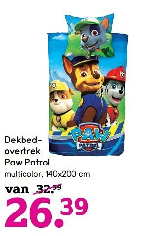 Aanbiedingen Dekbedovertrek paw patrol - PAW  PATROL - Geldig van 27/03/2017 tot 09/04/2017 bij Leen Bakker