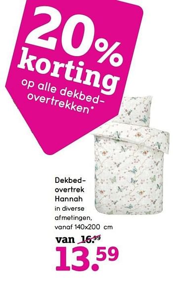 Aanbiedingen Dekbedovertrek hannah - Huismerk - Leen Bakker - Geldig van 27/03/2017 tot 09/04/2017 bij Leen Bakker
